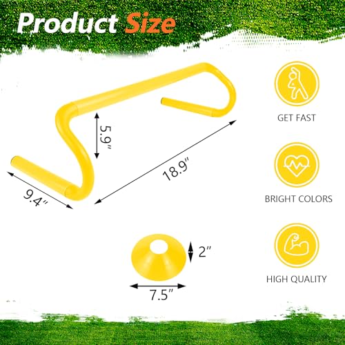 10 Pcs 6" Speed Agility Training Hurdles with 6 Marker Cone Durable Training Hurdle Agility Plyometric All Purpose Speed Hurdle Equipment for Athletes Soccer Basketball Football Practice - color: Yellow