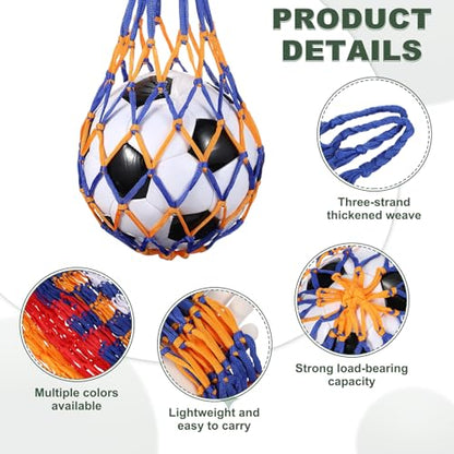 uxcell Basketball Net Bags, Nylon Soccer Ball Holder Portable Multifunctional Single Ball Mesh Net Bag for Storage Basketball Soccer Rugby Balls - color: Yellow/Blue