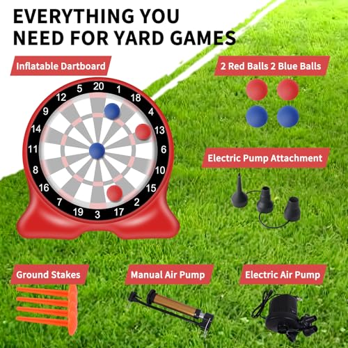 Outdoor Games, Inflatable Giant Kick Darts 6.5FT, Soccer Dartboard for Adults & Family, Backyard Yard Game, Carnival Lawn Games with Air Pump, 10+ Play Modes