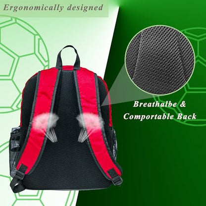 Soccer Bag, Basketball Backpack, Sports Equipment Bag with Shoes and Ball Compartment Holds Sneaks, Helmet, Basketball, Football, Vollyball, Gloves - color: Red/Black