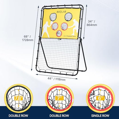 BGOJAB Pickleball Practice Rebounder Board with Target Net, 2 in 1 Pickleballs Training Equipment for Accuracy and Skill Development, Pickleball Dink Master Solo Trainer for Kid/Youth/Adult