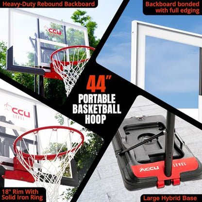 Basketball Hoop 4.7-10ft Adjustable Portable Basketball Goals System with 44-48 Inch Angle Adjustable Backboard, for Youth and Adults Outdoor Indoor Use - style: 44 inch Backboard