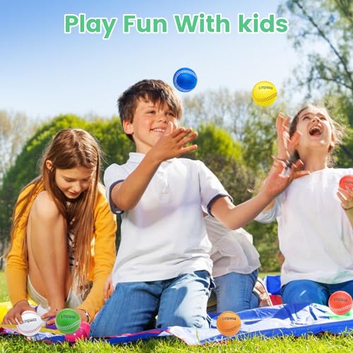 Foam Baseballs Soft Baseball Multi-Color Foam Ball for Kids with Carrying Bag 9 inch Practice Baseballs Tballs Safe for Throwing, Catching,Fielding,Pitching and Batting Practice