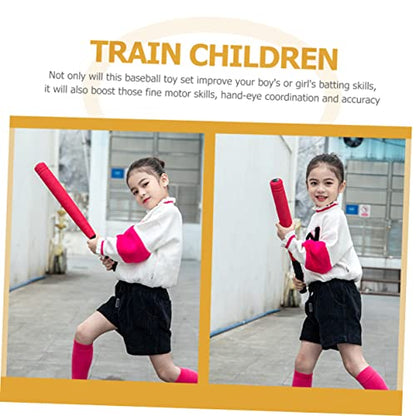 WOONEKY Portable Eva Baseball Bat for Wear Resistant Red Training for Outdoor Indoor Sports Lightweight Durable Bat with Mesh Bag for Active Play and Birthday Gifts