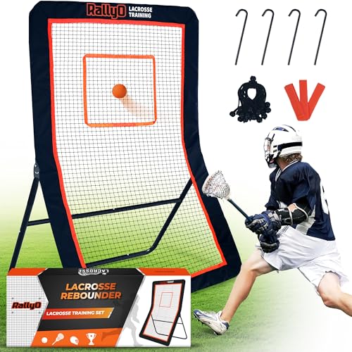 Lacrosse Rebounder for Backyard Heavy-Duty Volleyball Rebounder Net with Color Box, Adjustable 5 Rebound Angles for Lacrosse, Volleyball, Baseball, Soccer Practice - style: 4×6ft Premium Rebounder