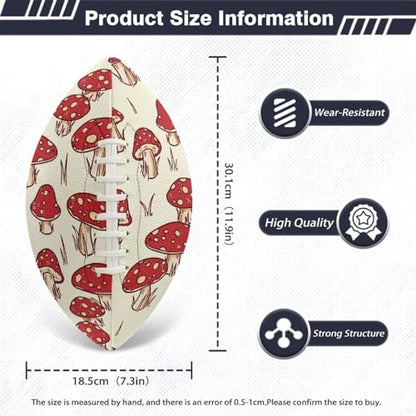 SYtrade Recreational Football Game Footballs PU Composite Leather Footballs for Training Indoor Outdoor - color: Red Mushroom Khaki