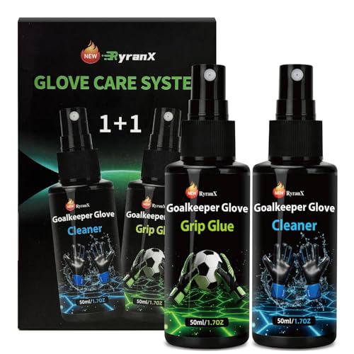 Goalkeeper Glove Care Kit - 50ml Grip Spray & 50ml Glove Wash Set, Professional Soccer Training Gear for Youth & Adult Goalie Gloves, Restores Tackiness & Cleans Latex