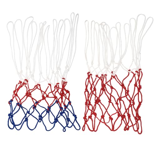 2pcs Polyester Basketball Nets Replacement, 3.0mm Sturdy Woven Mesh, Tricolor, Professional Ball Accessories for Outdoor Basketball Hoops and Courts