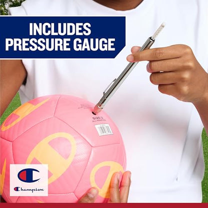 Champion Replacement Ball Pump with Metal Inflation Replacement Needles for Sports Balls with Compact Case, Compatible with Most Pumps for Basketball, Soccer, Football, Volleyball & Yoga Balls