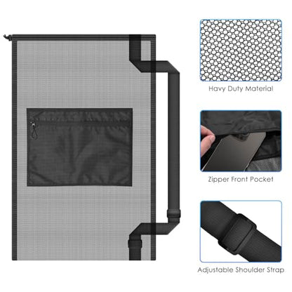 BROTOU Drawstring Bag Heavy Duty Mesh Gym Bag with Pocket for Swimming Yoga Beach Laundry