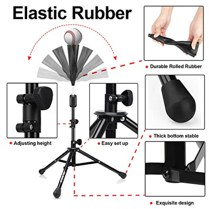 Baseball Tee Batting Tee Softball Tee Portable Travel Hitting Tee,Easy Adjustable Height,Stable Tripod Stand - color: Black Pro