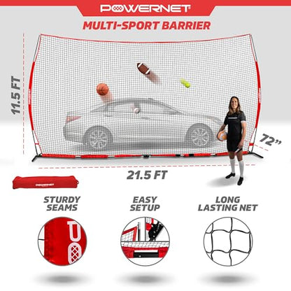 PowerNet Portable Sports Rebounder -Basketball, Volleyball, Soccer, Baseball, Softball and Lacrosse, Backyard & Garage Backstop, Indoor Outdoor Safety Net for Protection - style: 21.5x11.5 RED Net