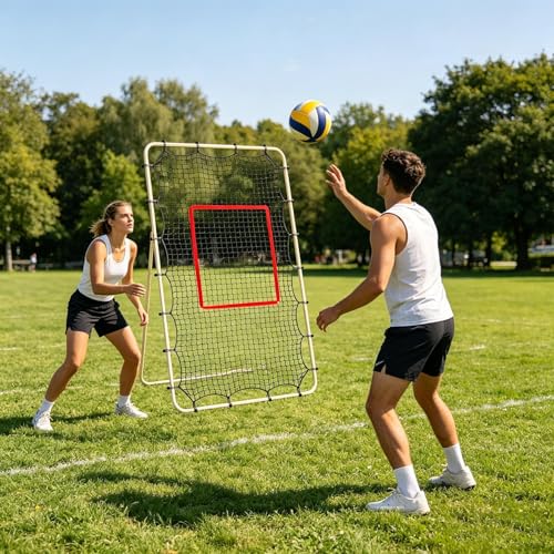 Volleyball Rebounder Net – Polyester 7x4ft | Volleyball Rebound Net Replacement with 28 Elastic Loops | 1.5-Inch Mesh Target Webbing for Baseball Soccer Tennis Training and Daily Outdoor Use