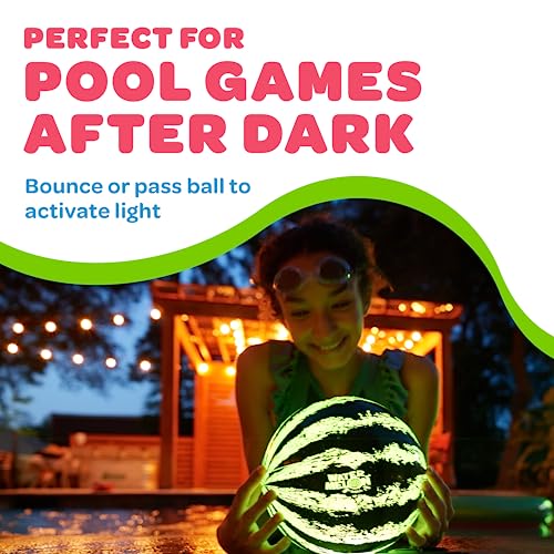 Watermelon Ball Lit - Glow in The Dark Pool Toy for Kids Ages 8-12, Teens, Adults - 9 Inch Swimming Pool Game for Family Fun - size: 9", style: 9" Green LED Light-Up