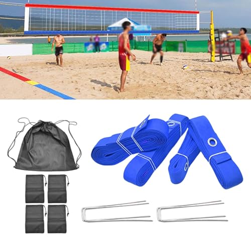 Yiju Beach Volleyball Lines for Sand with Drawstring Bag Workout Portable Marking Lines Set Court Marker Kit for Grassland Beach
