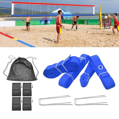 Yiju Beach Volleyball Lines for Sand with Drawstring Bag Workout Portable Marking Lines Set Court Marker Kit for Grassland Beach