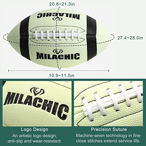 Glow in The Dark Football Size 9 & Youth Size 6, Luminous Glowing Footballs Super Grip Composite Leather Football Balls with Pump and Ball Carry Bag - color: Size 9 - Light Green