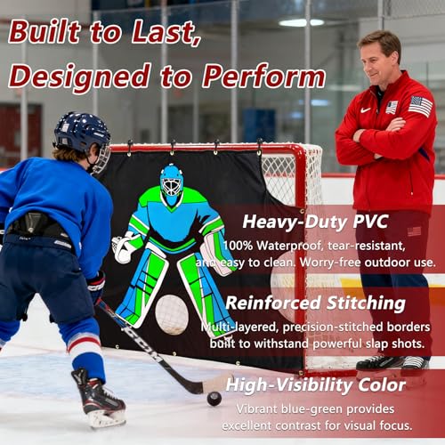 Ice Hockey Shooting Target: Quick Install Precision Practice Waterproof Training Aid Improve Accuracy for Outdoor Indoor Sport Field Teens Adult Coach Players - size: 72x48"