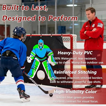 Ice Hockey Shooting Target: Quick Install Precision Practice Waterproof Training Aid Improve Accuracy for Outdoor Indoor Sport Field Teens Adult Coach Players - size: 72x48"