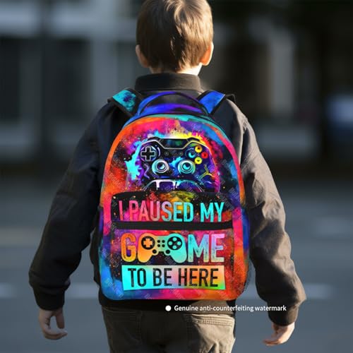 School Backpack for Boys Video Game Backpack for Kids Children Teens Elementary Middle School - Students Bookbag Ages 6-18, Game Bookbag Travel Back Pack - color: Graffiti Gamepad