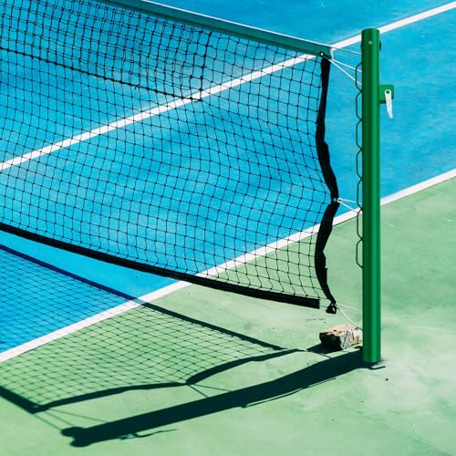 Tennis Posts with Net Crank Outdoor Heavy Duty Professional Green Tennis Permanent Court Kit for Net Quick Fixation System Equipped with a Cable Reel(Round,42 inches)