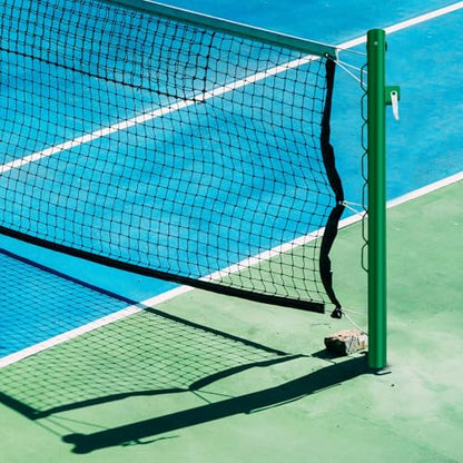 Tennis Posts with Net Crank Outdoor Heavy Duty Professional Green Tennis Permanent Court Kit for Net Quick Fixation System Equipped with a Cable Reel(Round,42 inches)