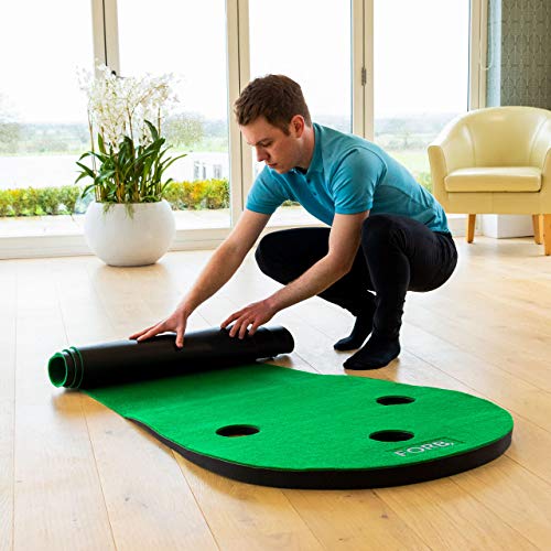 FORB Home Golf Putting Mat 10ft/12ft – Indoor Putting Green with Multiple Hole Targets, Incline Ramp & Non-Slip Foam Base – Golf Practice Mat for Accuracy, Distance Control & Home Training - size: 12ft