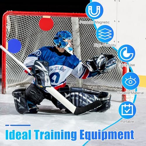 4 Pcs Silicone Hockey Shooting Targets with Durable Magnetic, Lacrosse Goal Targets Discs Ideal Training Equipment for Hockey, Lacrosse, Soccer Accuracy Practice, Red&Blue