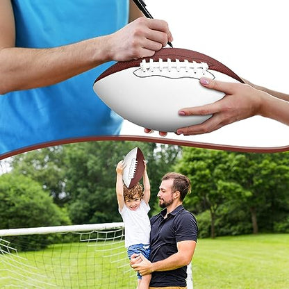 Liliful 2 Pcs Autograph Football Basketball Blank Official Size with 2 Stand 2 Signature Pen 1 Pump for Fantasy Trophy Anniversary Birthday Graduation - size: Size 9, style: 3 Sides White Football