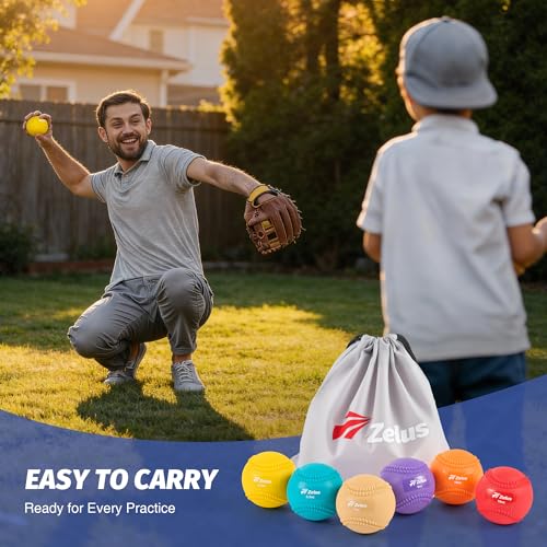 ZELUS Weighted Baseball Set with Seams for Hitting Pitching, Plyometric Baseballs with Carry Bag, Variable Weighted Balls for All Skill Levels - color: Foundation Training(6 Pack)