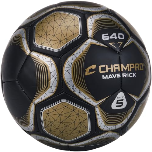 Champro Maverick Soccer Ball - color: Black, Vegas Gold, size: 5