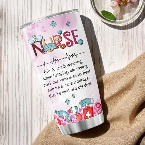 Nurse Appreciation Gift Cup with Nutrition Facts, 20oz Stainless Steel Insulated Tumbler, Funny Definition Design for RN CNA LPN EMT ICU Staff - color: Nurse Life