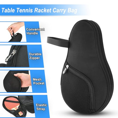 Cosmos Table Tennis Paddle Bag Paddles Case Cover Waterproof Ping Pong Racket Bat Storage Case Holder with Ping Pong Ball Mesh Storage Pocket Organizer, Fits 2 Paddles - color: Black