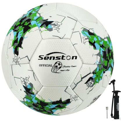 Senston Soccer Ball Size 5 -Official Match Weight-Youth & Adult Soccer Players - Air Pump Included - color: green