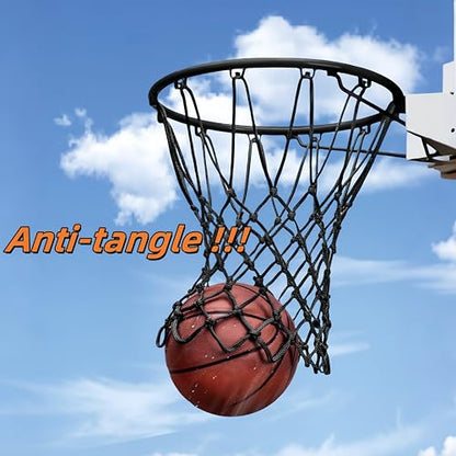 2 Pack Heavy Duty Basketball Net Replacement,2025 Upgrade Heavy Duty Basketball Net, All Weather Anti Whip,12 Loops Fits Standard Indoor or Outdoor Rims - color: Black+Black