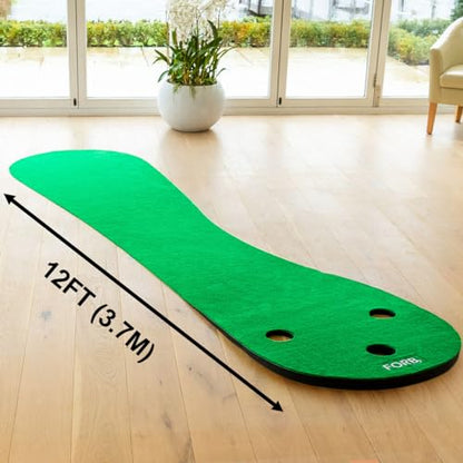 FORB Home Golf Putting Mat 10ft/12ft – Indoor Putting Green with Multiple Hole Targets, Incline Ramp & Non-Slip Foam Base – Golf Practice Mat for Accuracy, Distance Control & Home Training - size: 12ft