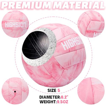 Soft Touch PU Leather Volleyball Official Size 5 Thickened Durable Indoor Outdoor Waterproof Volleyball for Teen Girls Kids Team Beginners Beach, Pool, Gym Training & Games(Deflated,With Pump)