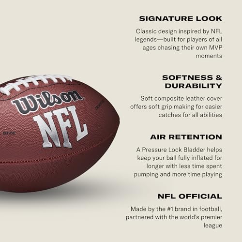 WILSON NFL Recreational Footballs - color: Brown, size: Junior Size, style: Wilson NFL MVP Football