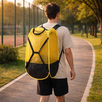 Heavy Duty Soccer Ball Net Bag Basketball Mesh Ball Bag for Outdoor Baseball Swimming Gears Basketball - color: Yellow