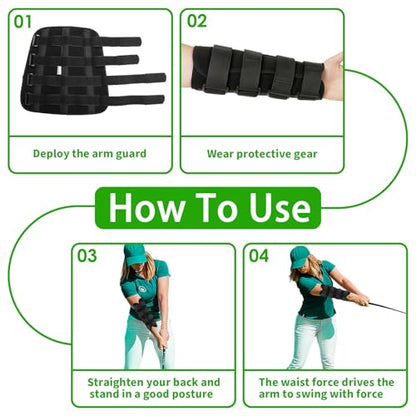 Straight Arm Golf Swing Trainer, Adjustable Tension Elbow Brace with Three Metal Stays for Lead Arm Correction, Golfers Practice Training Aid Perfect for Beginners＆Seasoned Players