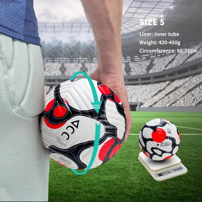Soccer Ball Size 5,4 – Thermal Bonded Waterproof PU Leather, Professional Training & Match Ball for Youth & Adults, with Pump & Bag, Training Gift Set - color: red