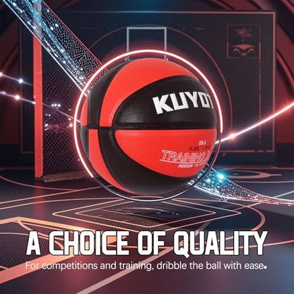 KUYOTQ 3LBS/3.3LBS/2.2LBS Weighted Heavy Training Basketball 29.5/28.5" in and Outdoor Improving Handling Dribbling Passing Rebounding Skill Composite Size 7/6 Weighted Training Basketball Equipment - color: Black+Red, size: Size 7 Adult - 29.5"-3LBS