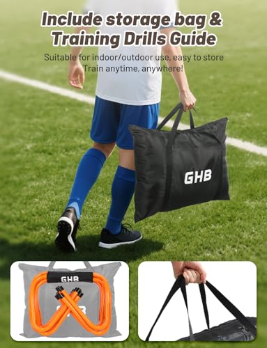 GHB Agility Hurdles 5/6 Pack Foldable Speed Agility Training Hurdles Adjustable Sturdy Hurdles Training Equipment Set with Carry Bag for Amateur, Athletes, Soccer, Basketball - style: 6 Pack Adjustable 8.3"&12.6"