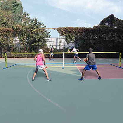 NQV Pickleball Net with 4 USAPA Approved Graphite Pickleball Paddles,Regualtion Size 22FT Pickle Ball Net, Outdoor Pickleballs, Carry Bag, Grip Tape,Weather Resistant Metal Frame - color: yellow