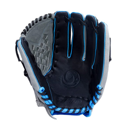 PHINIX 12 1/2 Inch Slowpitch All Pigskin Softball Gloves Multiple Colors - color: Black & Gray