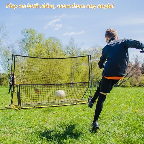 Shopsource Soccer Rebounder, 2 in 1 Soccer Rebound Net, 7'x4' Bounce Back Net Practice for Team Volley Passing Solo Training, Football Trainer with Carry Bag Stakes