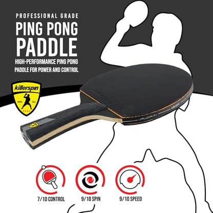Killerspin Impact Series Table Tennis Paddles - Black/Black Ping Pong Racket, Table Tennis Equipment for Beginners/Intermediates - Ensures Solid Control and Spin - style: Impact D9 PowerGrip