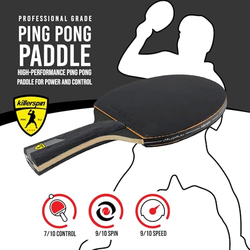 Killerspin Impact Series Table Tennis Paddles - Black/Black Ping Pong Racket, Table Tennis Equipment for Beginners/Intermediates - Ensures Solid Control and Spin - style: Impact D9 PowerGrip