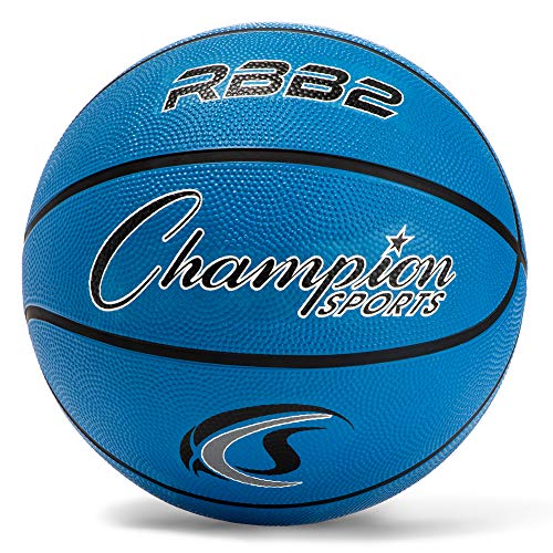 Champion Sports Rubber Basketballs – Durable Indoor & Outdoor Training & Recreational Game Balls, Multiple Sizes & Colors - color: Blue, style: Junior (Size 5 - 27.5")