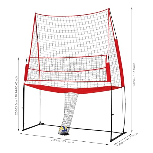 Volleyball Practice Net, 11x8ft Volleyball Training Net, Height Adjustable Volleyball Training Equipment, 2-in-1 Volleyball Spike Trainer for Backyard, Indoor, Outdoor, Hitting, Spike